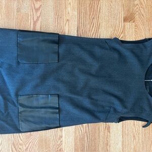 J. Crew Charcoal Gray Textured Dress with Faux Leather Pockets